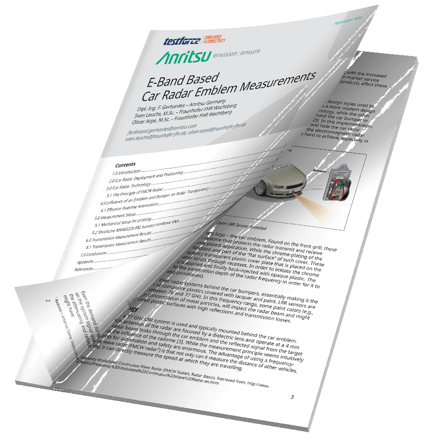 Anritsu E-Band Based Car Radar Emblem Measurements App Note